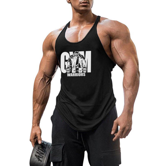 Cotton fitness vest GYM WARRIORS sport deep digging thin shoulder strap shirt