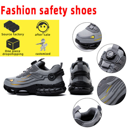 Button on/off no tie wear-resistant shoes anti smashing and anti piercing breathable and safe shoes for summer