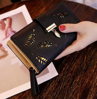 Mara's Dream Brand Leaves Hollow Women Wallet Soft PU Leather Women's Clutch Wallet Female Designer Wallets Coin Card Purse