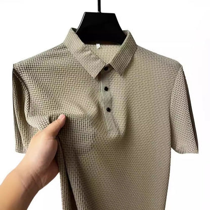 Flip collar T-shirt for men's short sleeved business casual T-shirt for men's Polo shirt