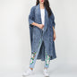 Cardigan denim trench coat for women's fashion lapel bat sleeve loose jacket for women's fashion