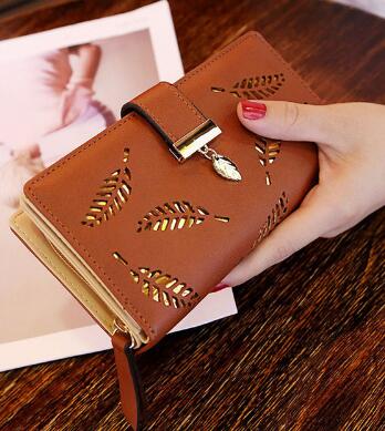 Mara's Dream Brand Leaves Hollow Women Wallet Soft PU Leather Women's Clutch Wallet Female Designer Wallets Coin Card Purse