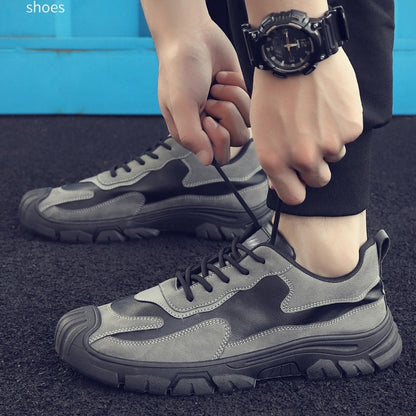 Labor protection shoes for men working on construction sites, leather sports and leisure shoes, spring style work shoes