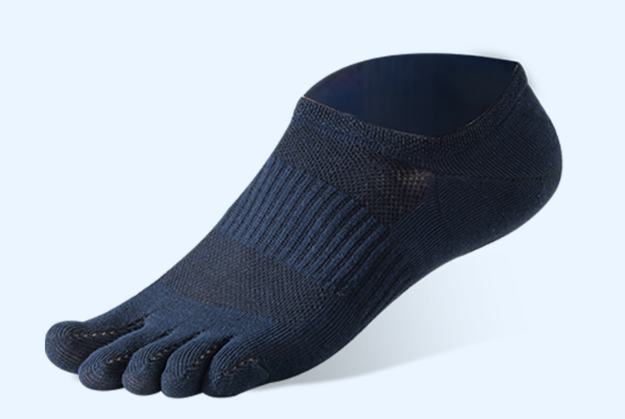 1 Paar Fünf-Finger-Kurzsocken aus reiner 100% Baumwolle Uni-Sex schweißabsorbierend, antibakteriell, atmungsaktiv, Mesh-Bootssocken, Laufsport-Zehensocken