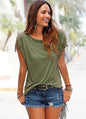 Round neck short sleeved tassel tie t-shirt top