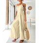 Women's sexy camisole waist wide leg sleeveless cotton linen jumpsuit