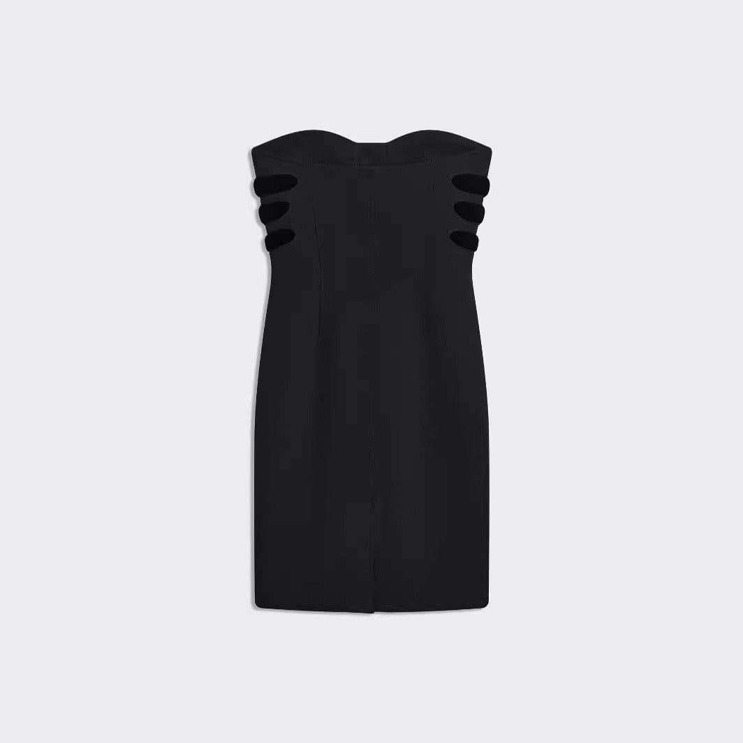 Solid color short dress for women's fashion slim fit strapless dress