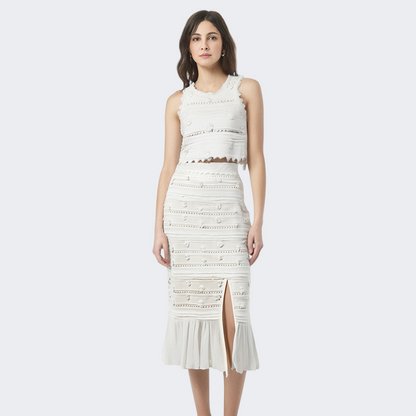 Tank top with ruffled edge and split half skirt fashionable and gentle in spring and summer