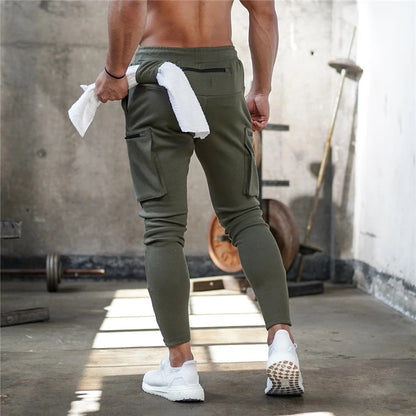 Mens Jogger Sweatpants Man Gyms Workout Fitness Cotton Trousers Male Casual Fashion Skinny Track Pants Zipper design Pants