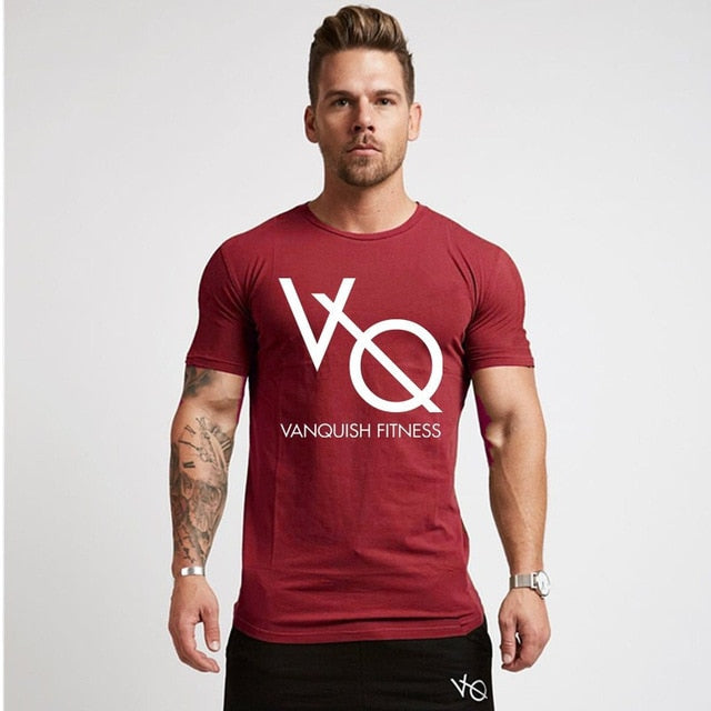 Sport T Shirt Men Cotton O-Neck Gym Training T shirt men Elastic tight Running T shirt Sport Bodybuilding Fitness shirt