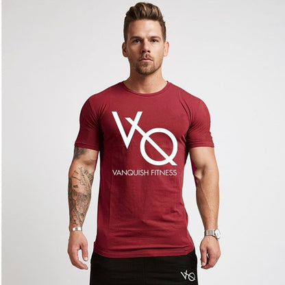 Sport T Shirt Men Cotton O-Neck Gym Training T shirt men Elastic tight Running T shirt Sport Bodybuilding Fitness shirt