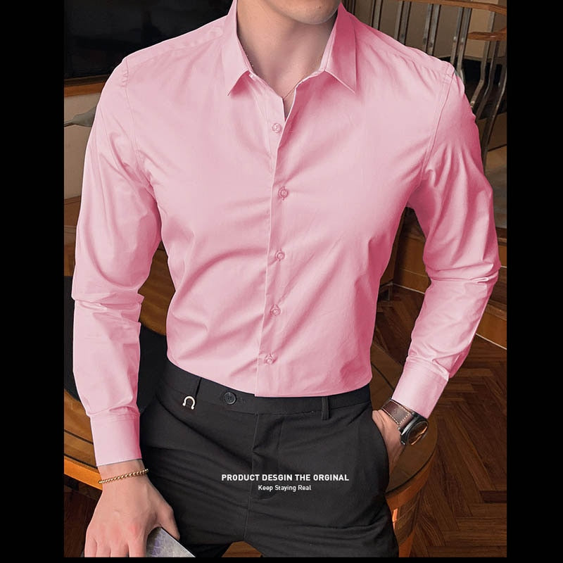 New Fashion Cotton Long Sleeve Shirt Solid Slim Fit Male Social Casual Business White Black Dress Shirt 5XL 6XL 7XL 8XL