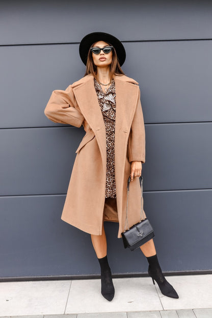 Winter long suit collar woolen coat for women