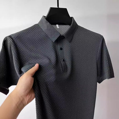 Flip collar T-shirt for men's short sleeved business casual T-shirt for men's Polo shirt