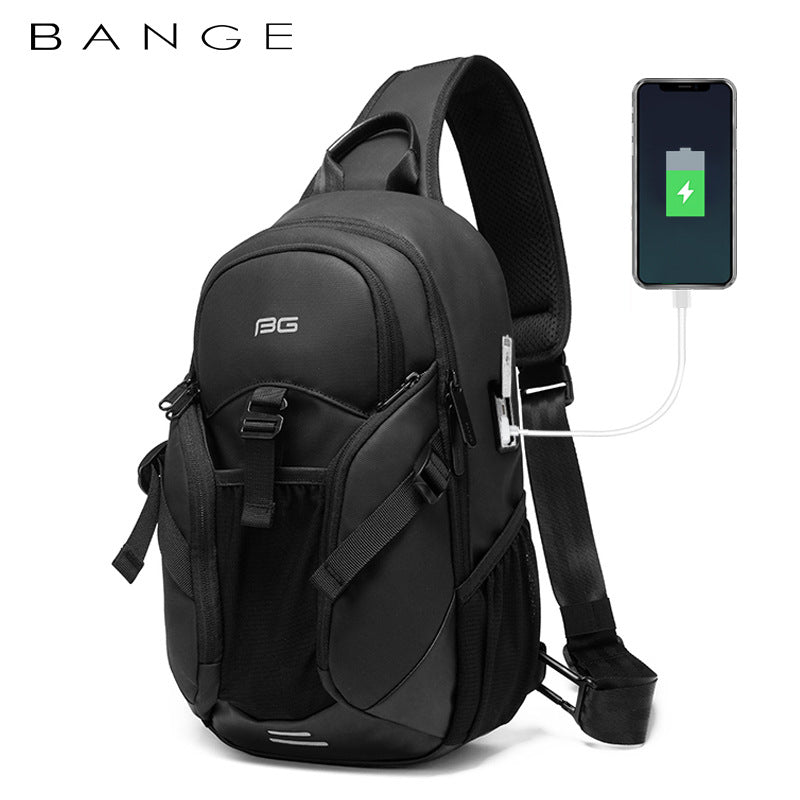 New Men's Summer Chest Bag Fashion Trend Atmospheric Business Messenger Bag All-Match USB Shoulder Bag