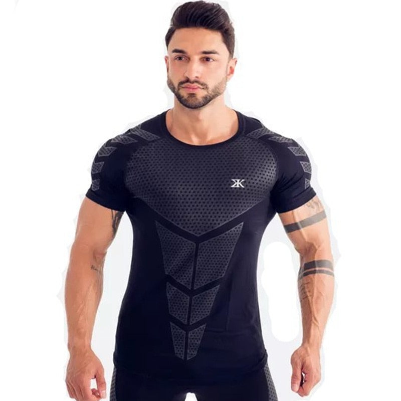 Compression Quick dry T-shirt Men Running Sport Skinny Short Tee Shirt