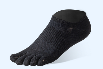 1 Paar Fünf-Finger-Kurzsocken aus reiner 100% Baumwolle Uni-Sex schweißabsorbierend, antibakteriell, atmungsaktiv, Mesh-Bootssocken, Laufsport-Zehensocken