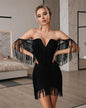 V-neck suspender shoulder length open back tassel elegant temperament bandage dress