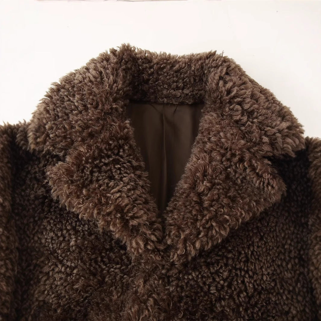 European and American style women's fashion temperament artificial fur effect coat jacket